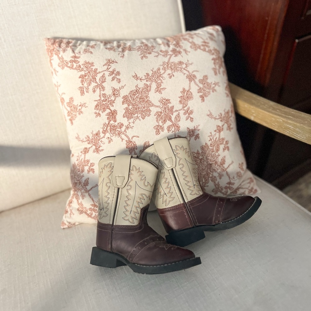 Old West Kids Boots in Brown and Cream